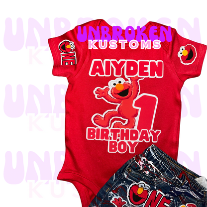 Elmo Birthday Set - Elmo Birthday Outfit - Elmo Birthday