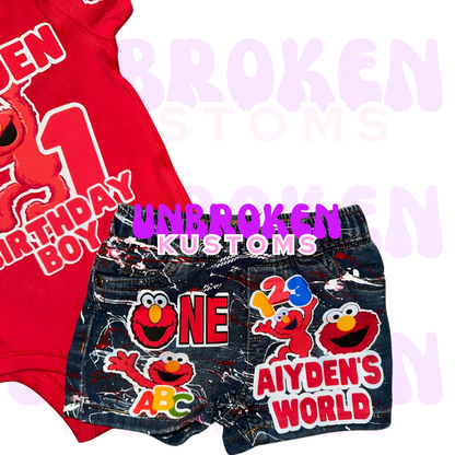 Elmo Birthday Set - Elmo Birthday Outfit - Elmo Birthday
